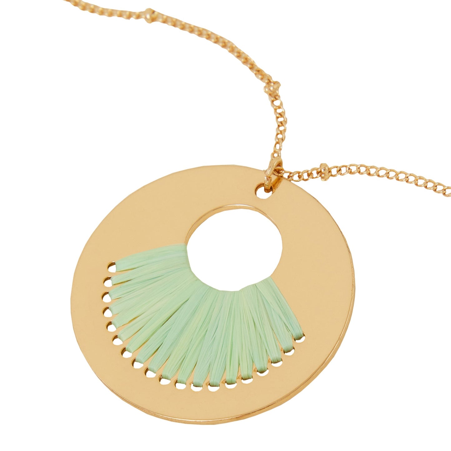 London Women's Gold Raffia Inlay Circle Necklace