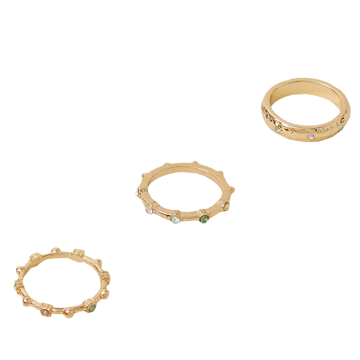 London Women's Gold Pretty Gem Rings Gold Set Of 3 - LARGE