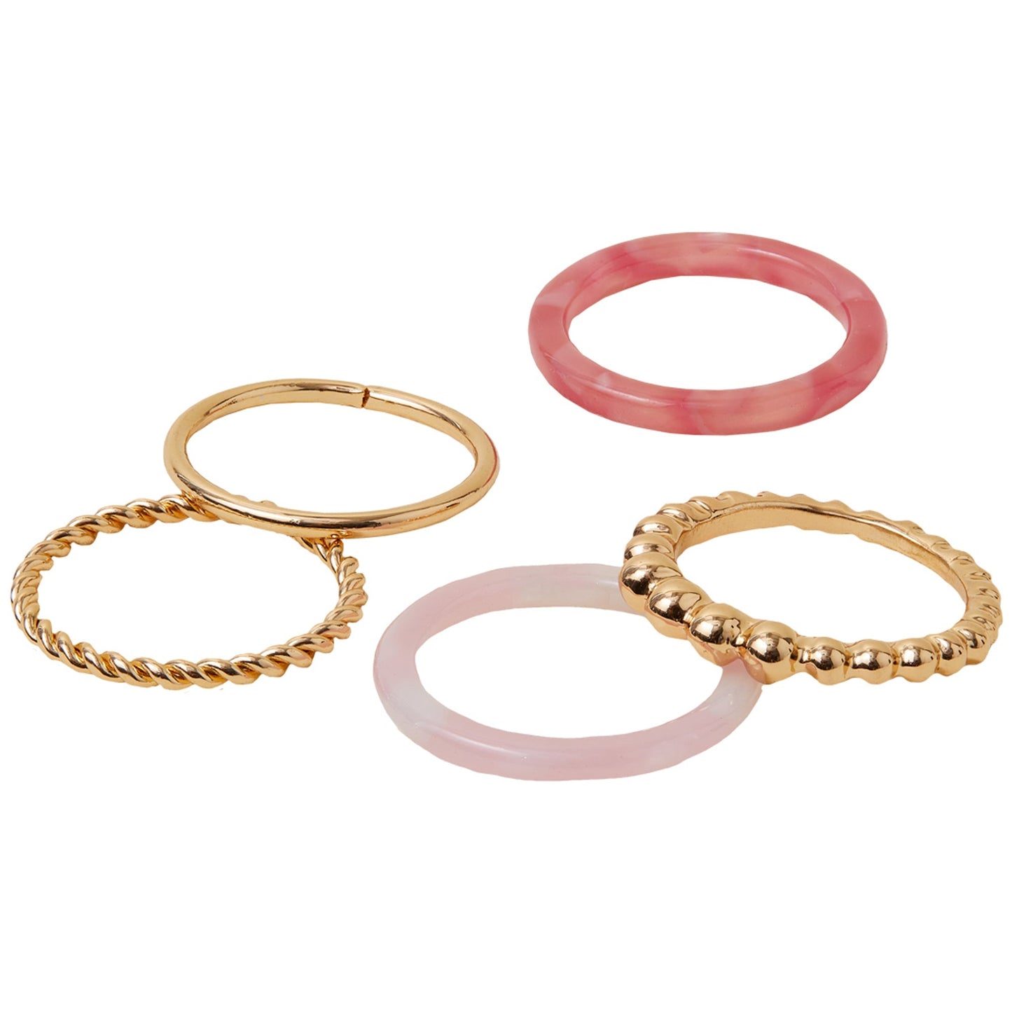 London Women's Pink Resin Rings Set Of 5 - LARGE
