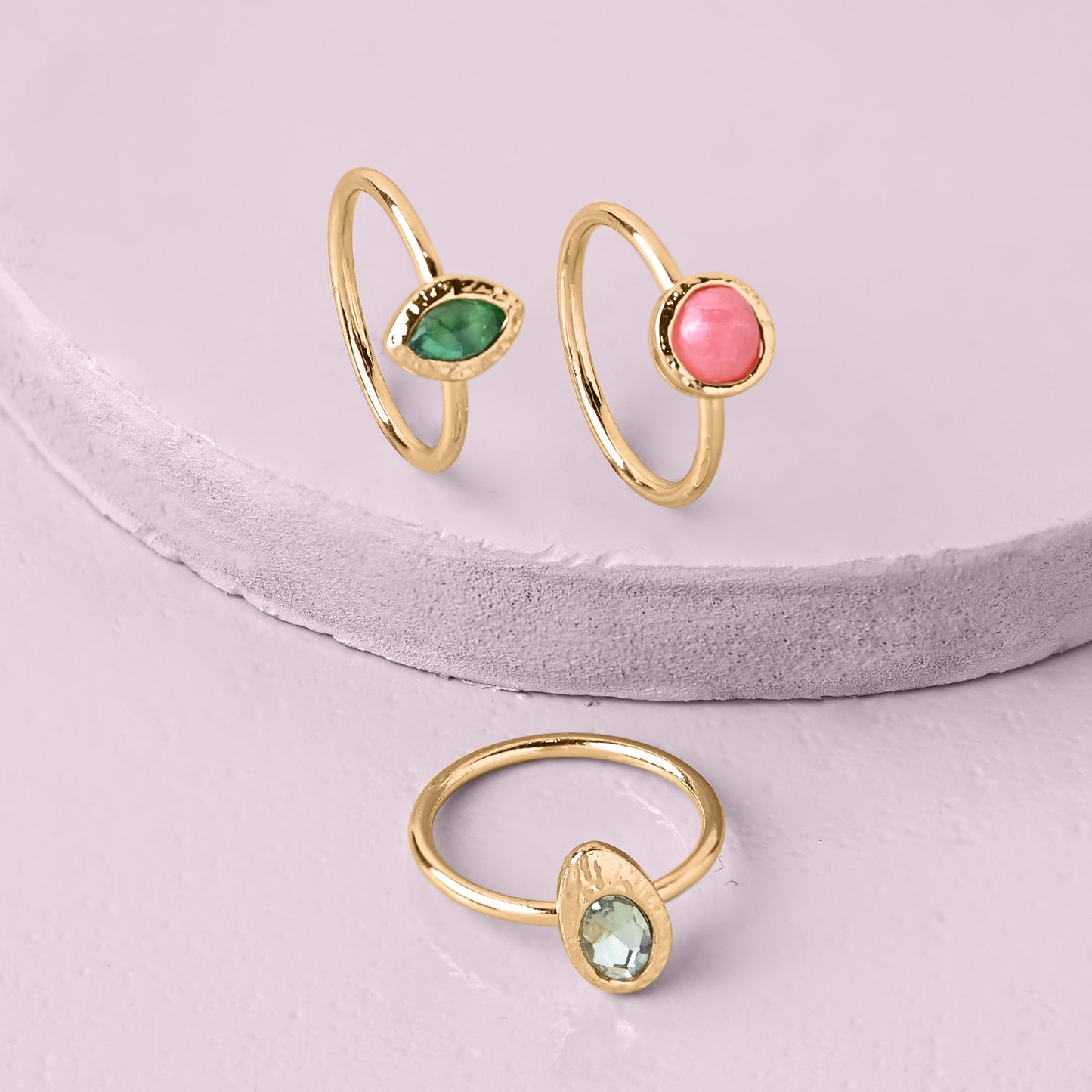 London Women's MultiTiny Gem Rings Set Of 3 - MEDIUM