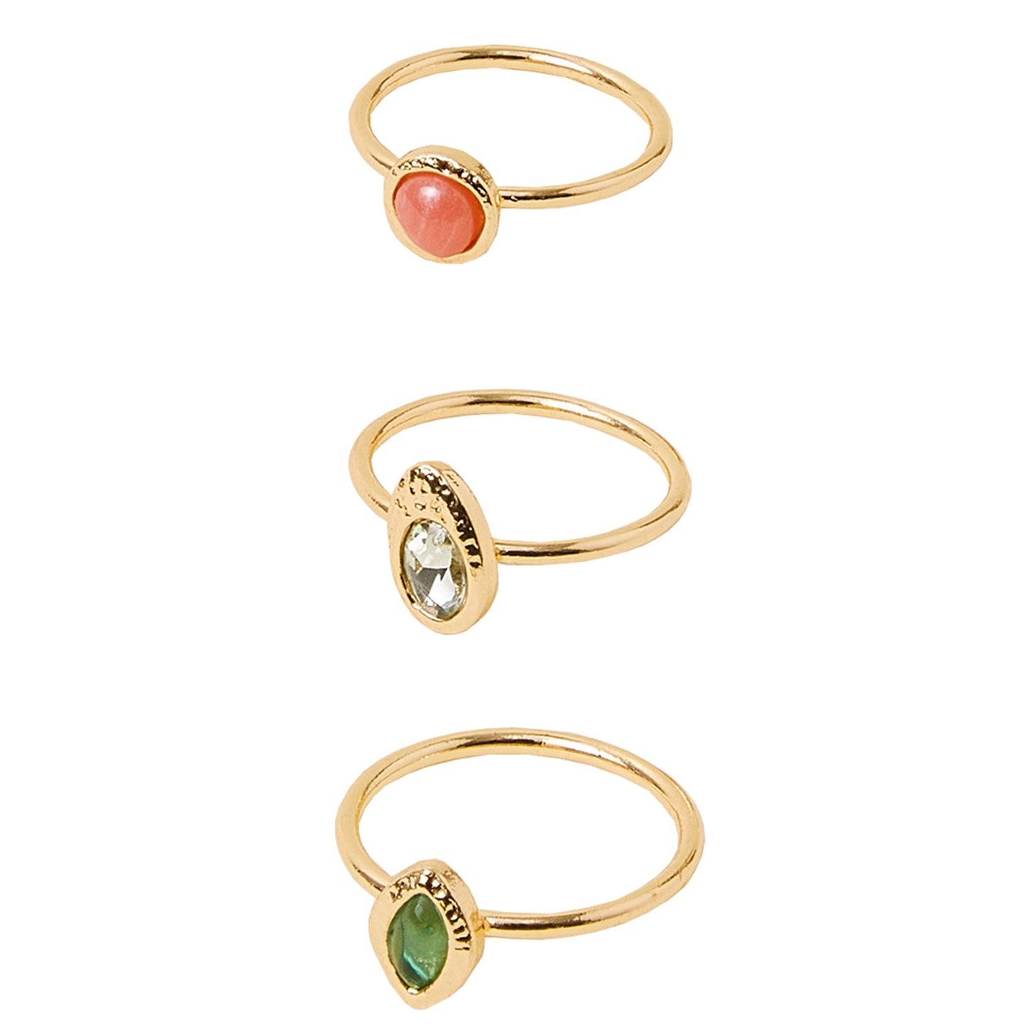 London Women's MultiTiny Gem Rings Set Of 3 - MEDIUM