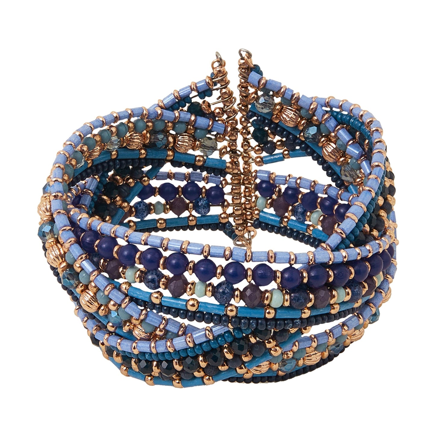 London Women's Blue Beaded Woven Cuff