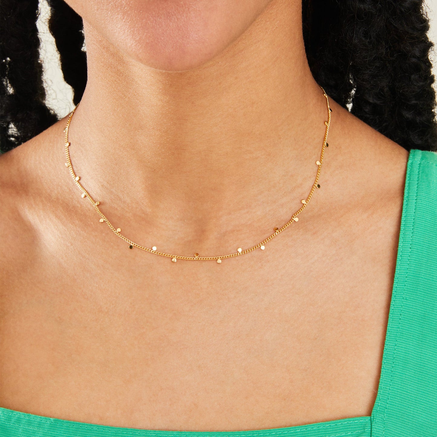 London Women's Z Real Gold Plated Station Disc Necklace