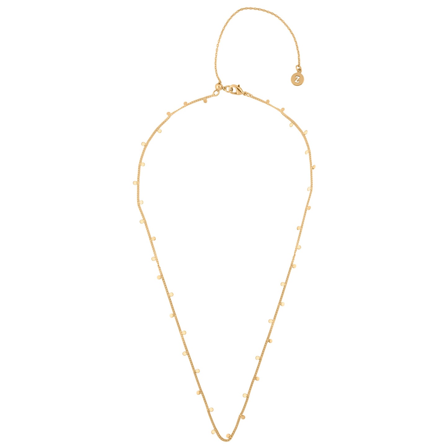 London Women's Z Real Gold Plated Station Disc Necklace