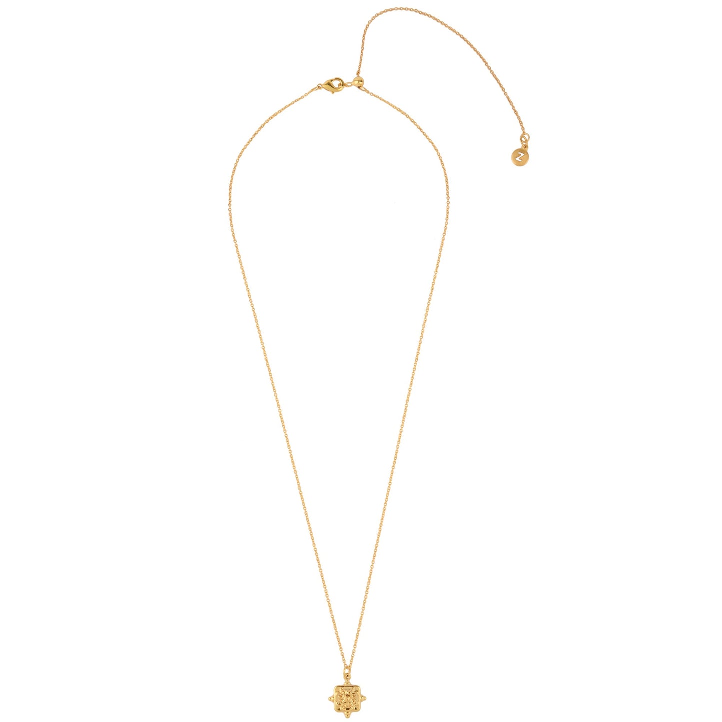 London Women's Z Real Gold Plated Square Pendant Necklace