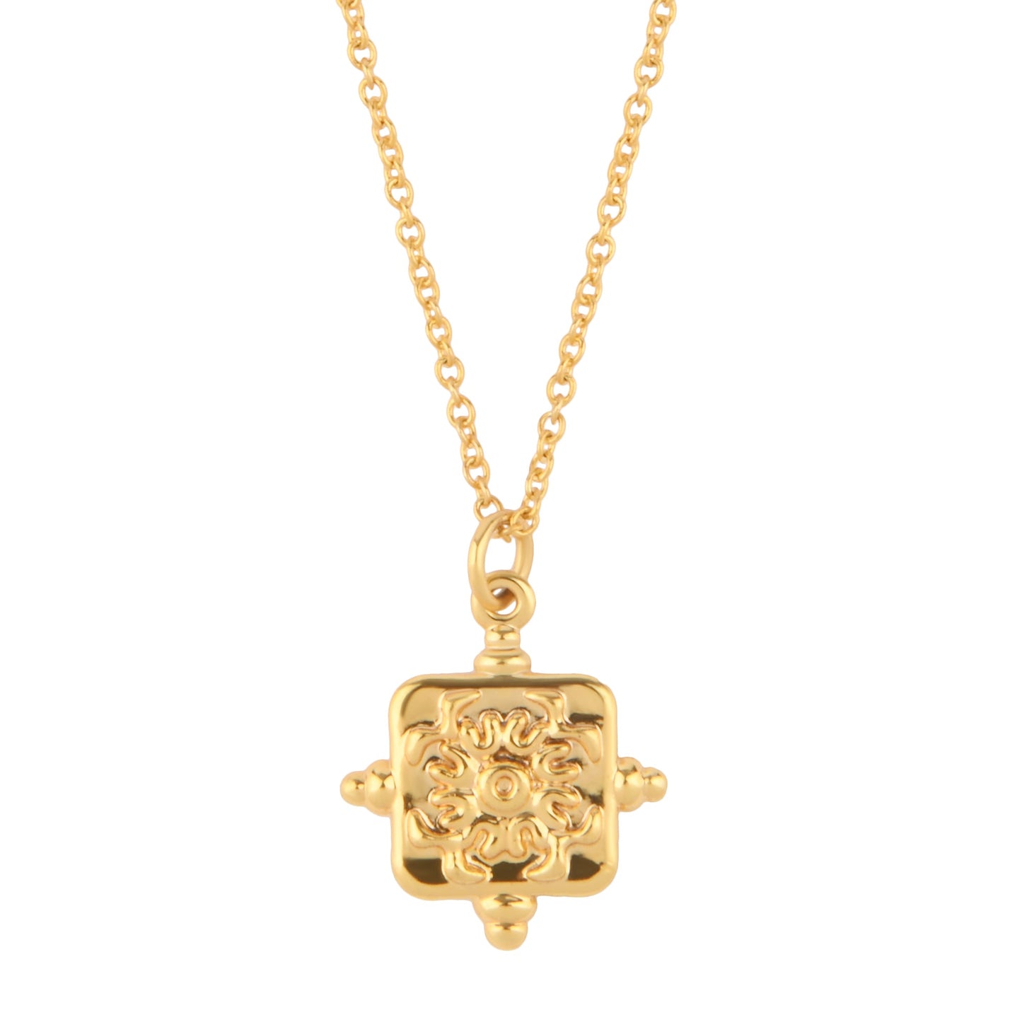London Women's Z Real Gold Plated Square Pendant Necklace