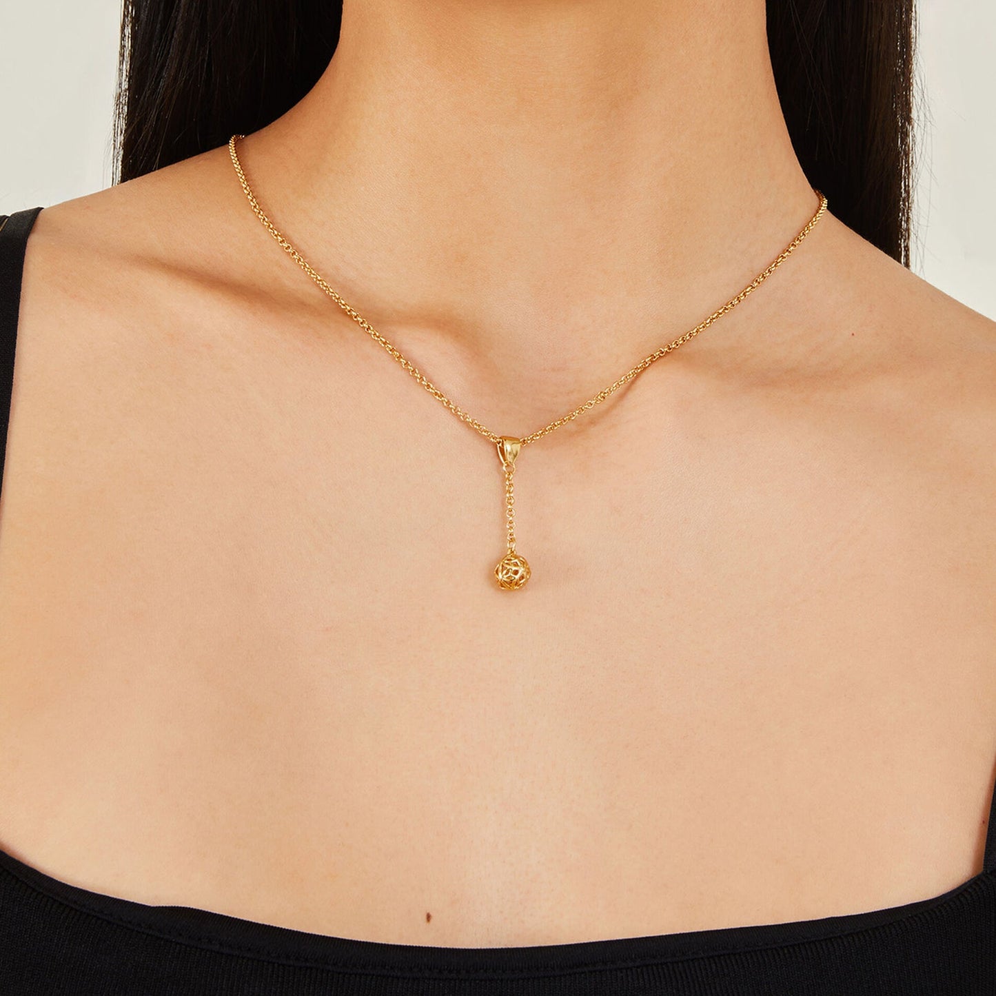 London Women's Z Real Gold Plated Chain Bead Y-necklace
