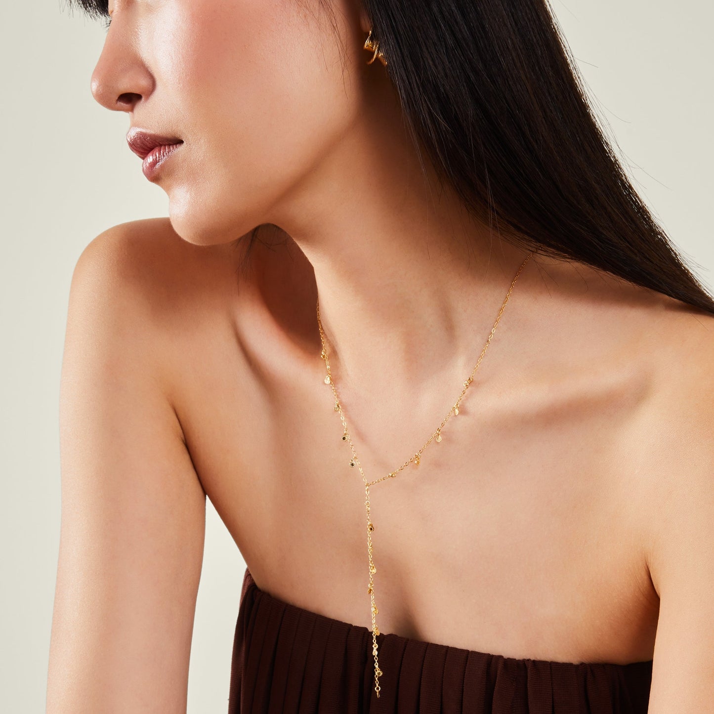 London Women's Z Real Gold Plated Bobble Y-necklace