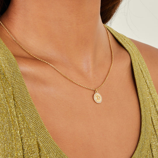London Women's Z Real Gold Plated Disc Pendant Necklace