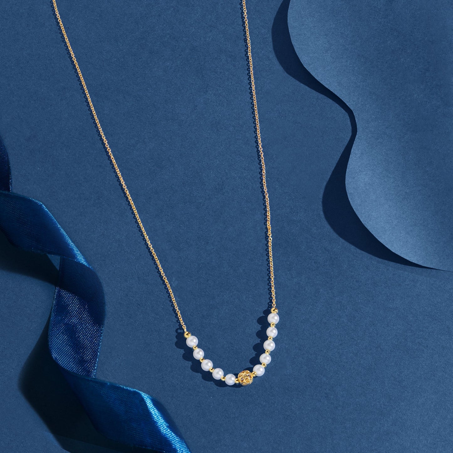 London Women's Z Real Gold Plated Pearly Bead Necklace