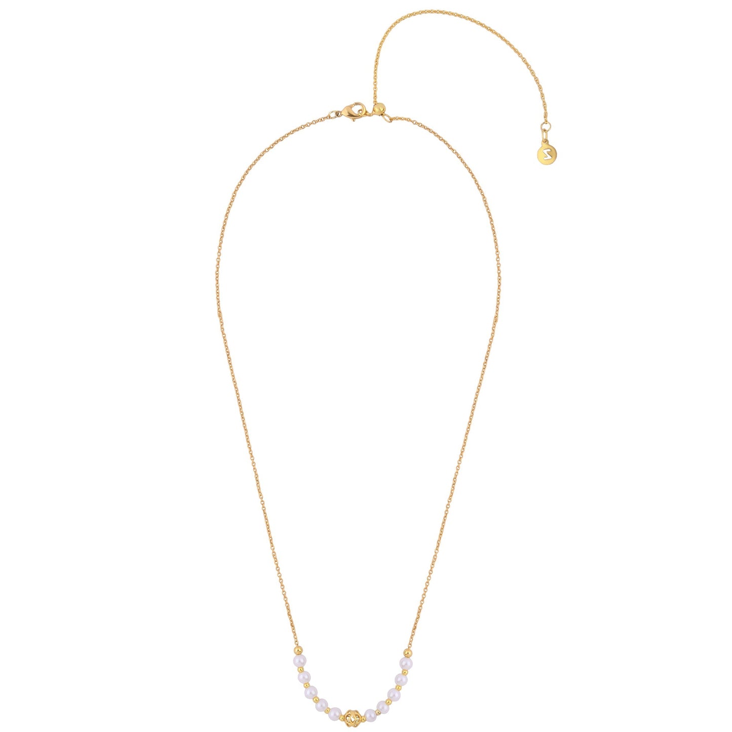 London Women's Z Real Gold Plated Pearly Bead Necklace