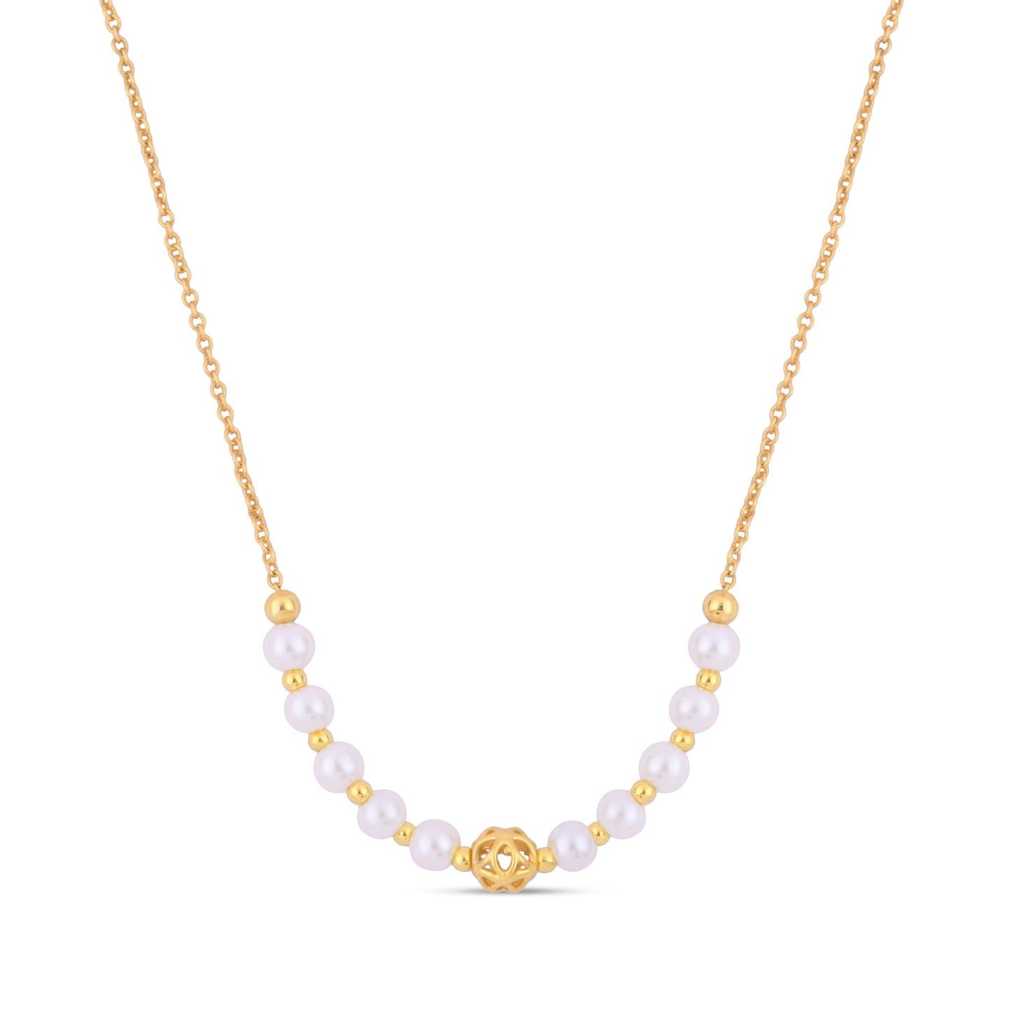 London Women's Z Real Gold Plated Pearly Bead Necklace