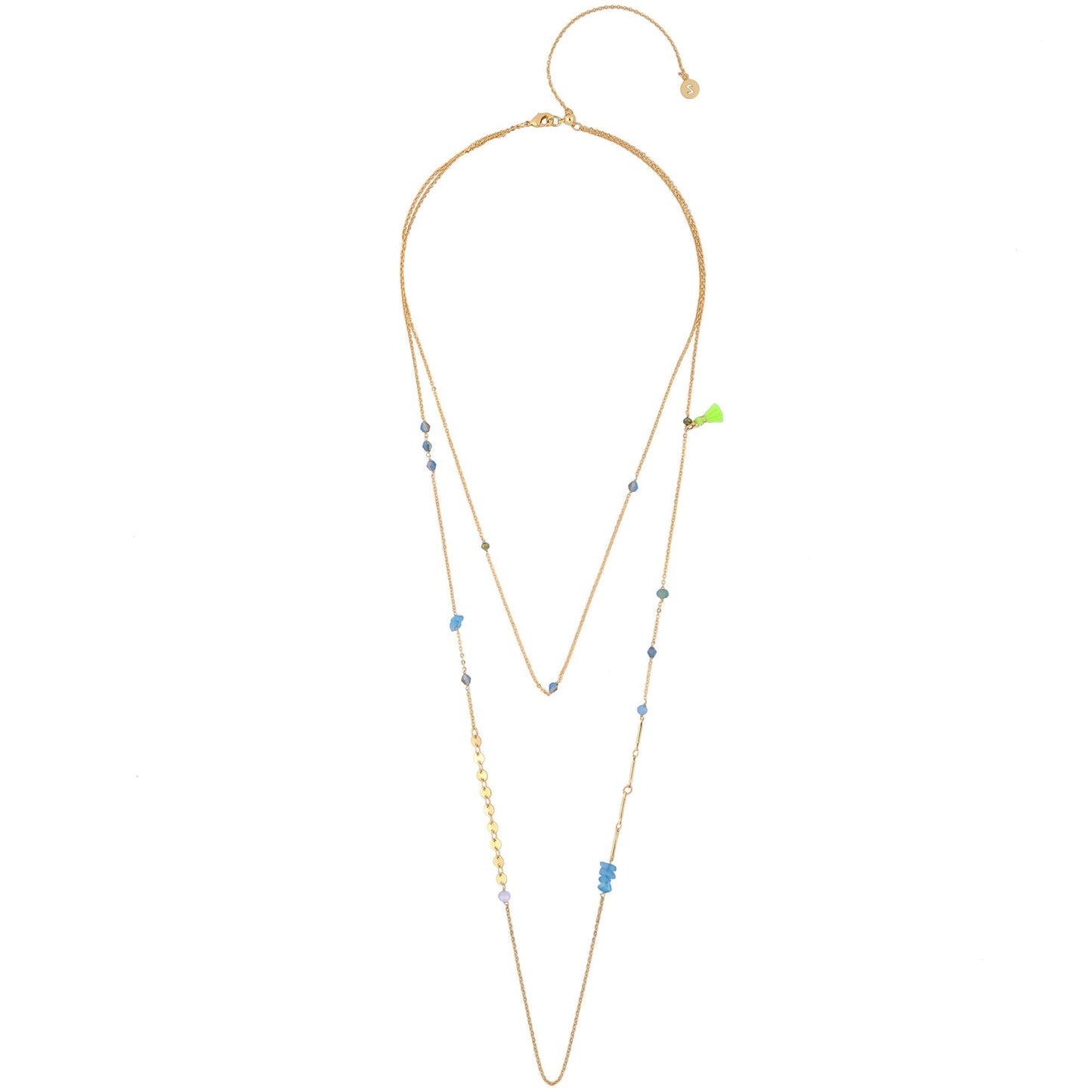 London Women's Z Real Gold Plated Long Layered Necklace