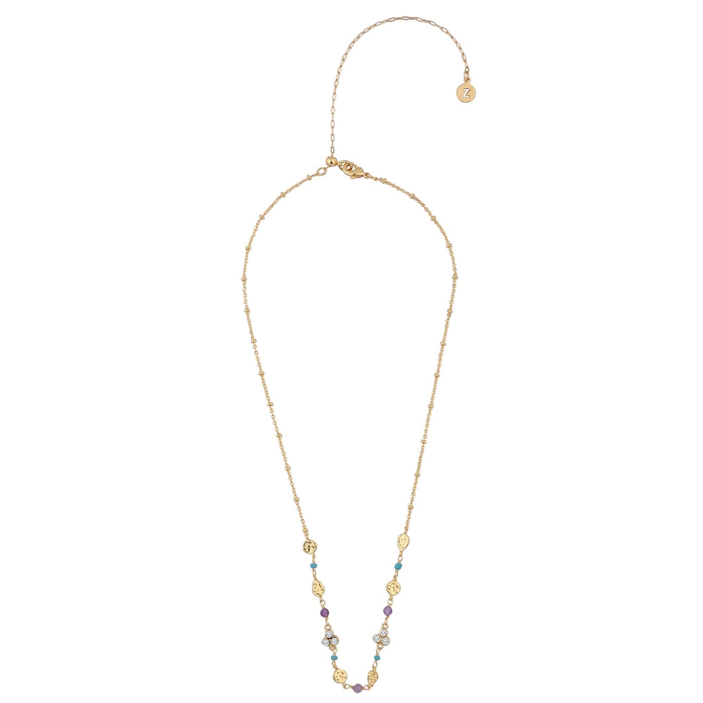 London Women's Z Real Gold Plated Bead Bobble Chain Necklace