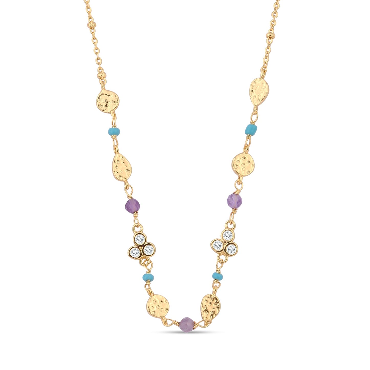 London Women's Z Real Gold Plated Bead Bobble Chain Necklace