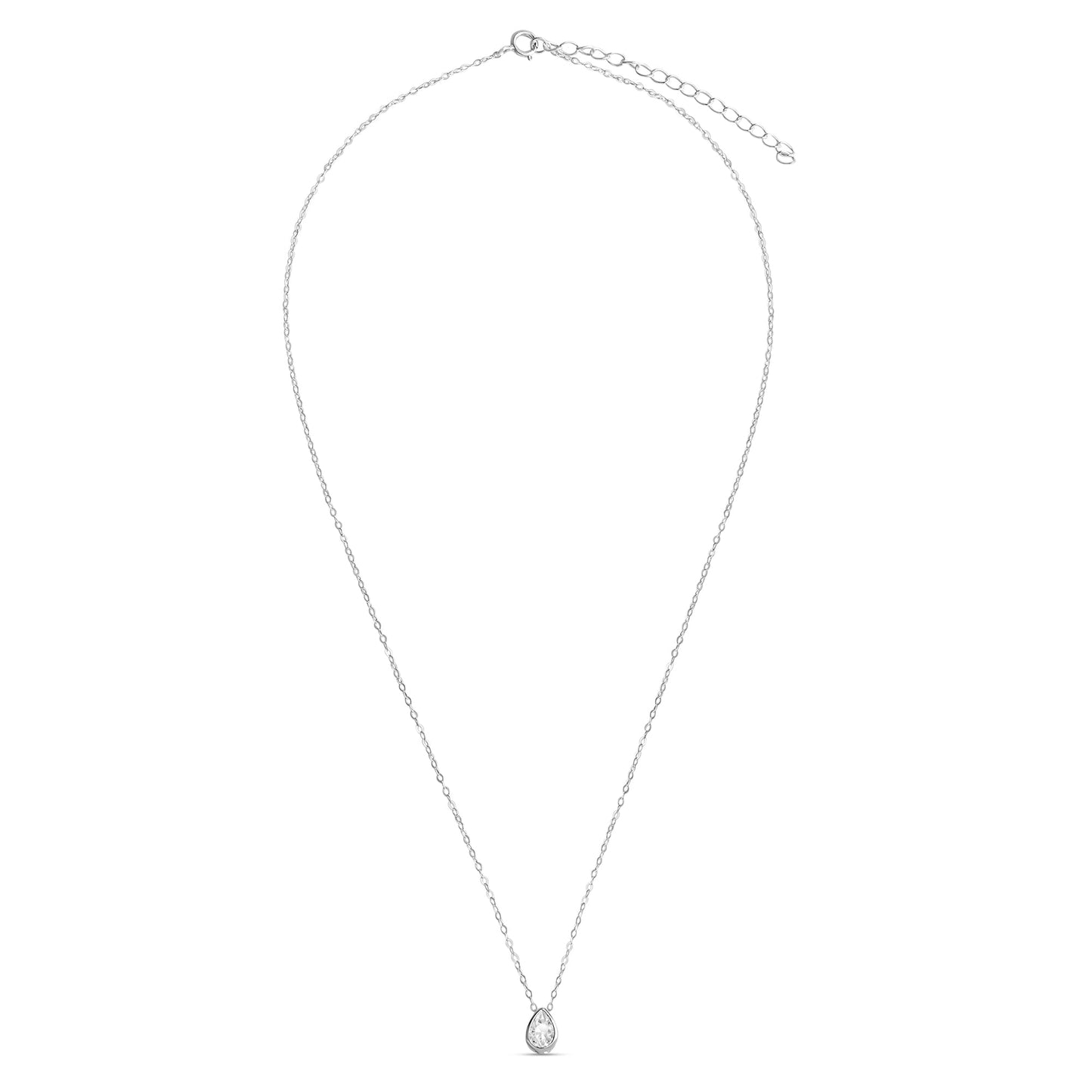 London Women's 925 Sterling Silver Hallmark Cubic Zirconia Sparkle Small Tear Necklace