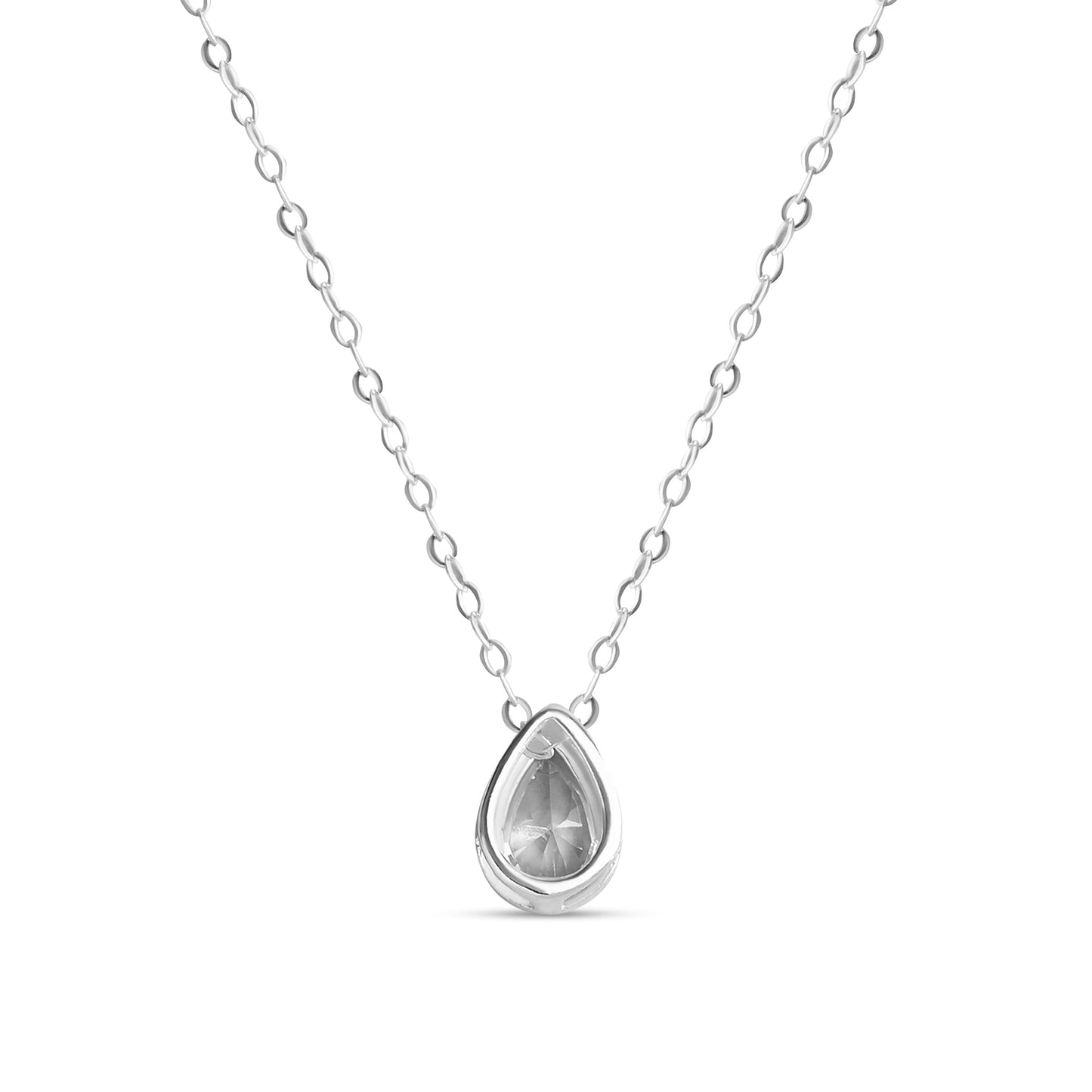 London Women's 925 Sterling Silver Hallmark Cubic Zirconia Sparkle Small Tear Necklace