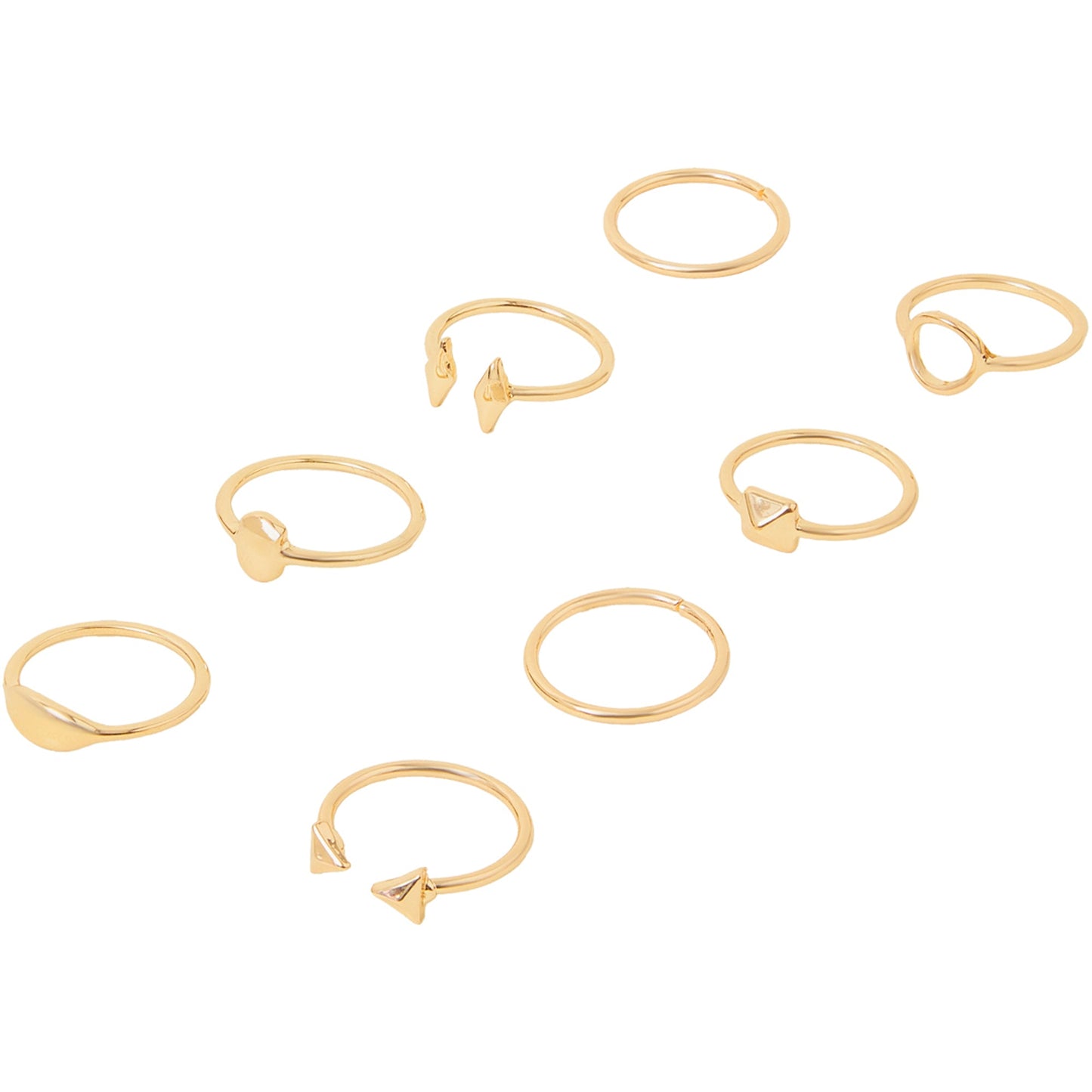London Women's Gold Geometric Stacking Rings Gold Set Of 8 - LARGE