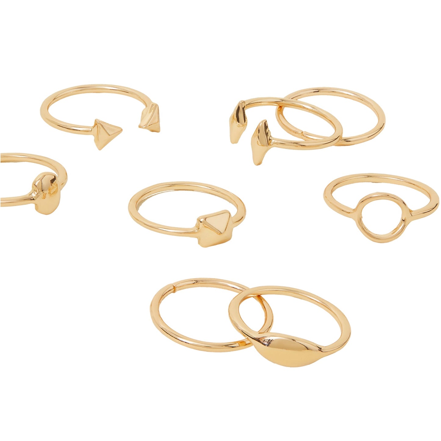 London Women's Gold Geometric Stacking Rings Gold Set Of 8 - LARGE