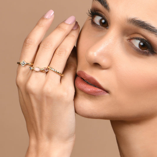 London Women's Gold Gem Rings Set Of 3 - LARGE