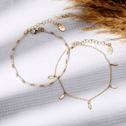London Women's Facet Bead Anklets Pack Of 2