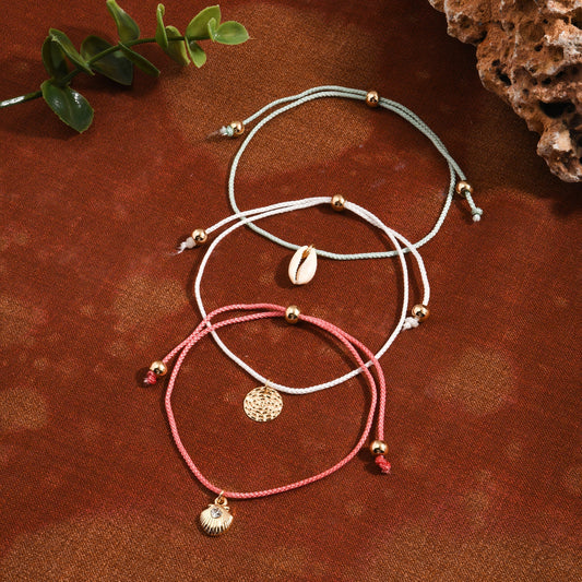 London Women's Friendship Shell Anklets Pack Of 3