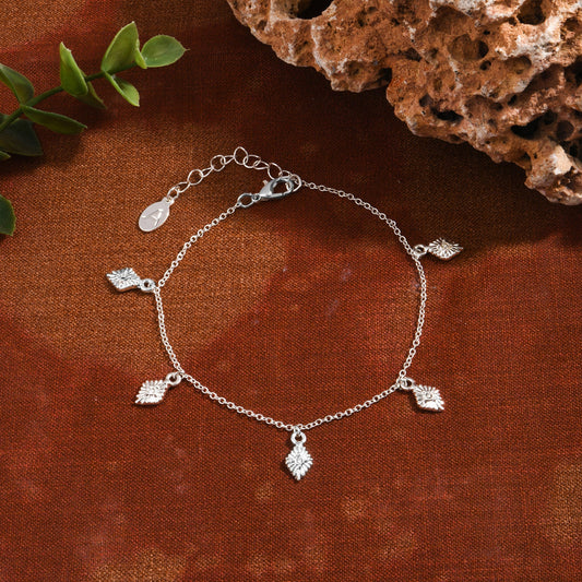 London Women's Crystal Leaf Anklet