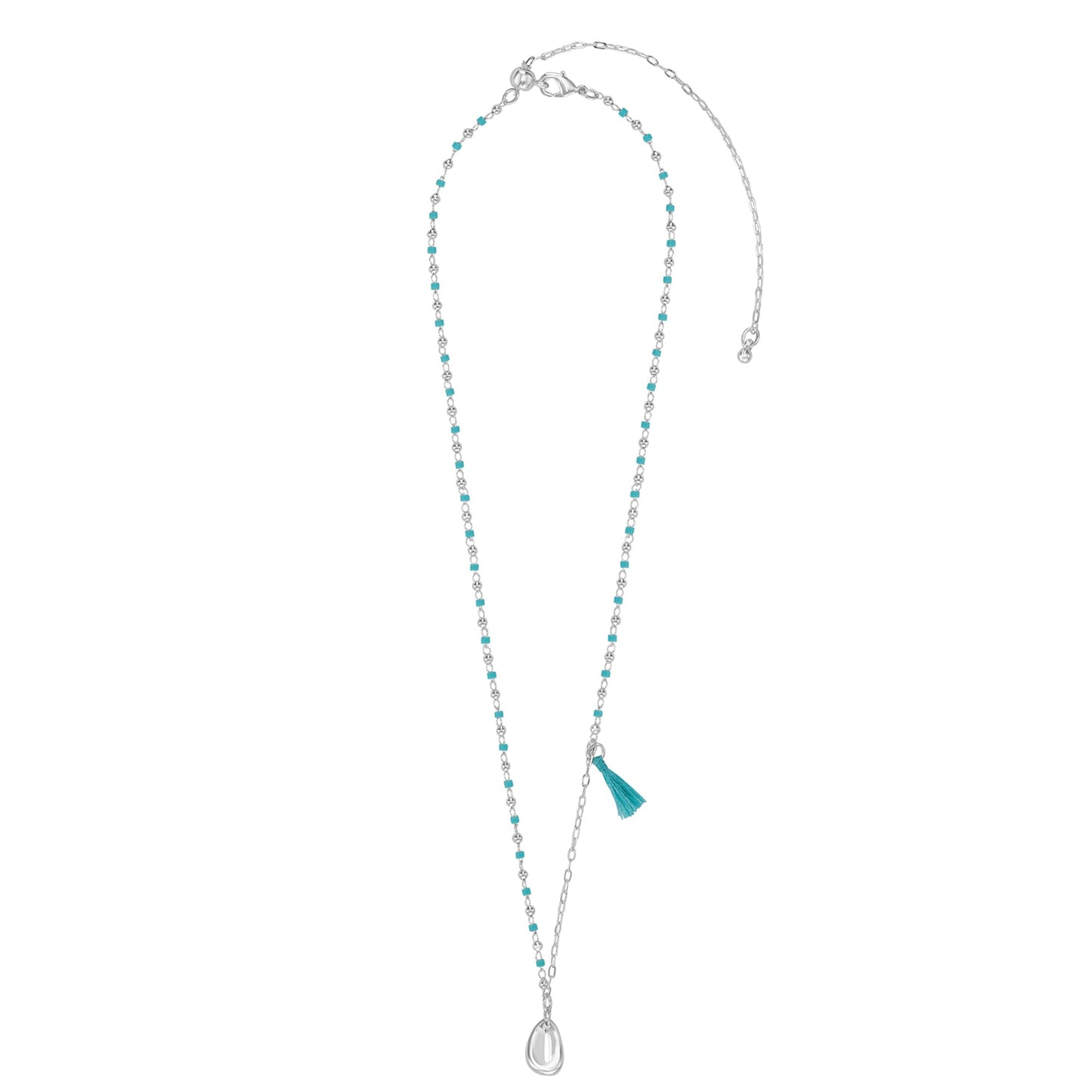 Sterling Silver-Plated Beaded Pendant Necklace