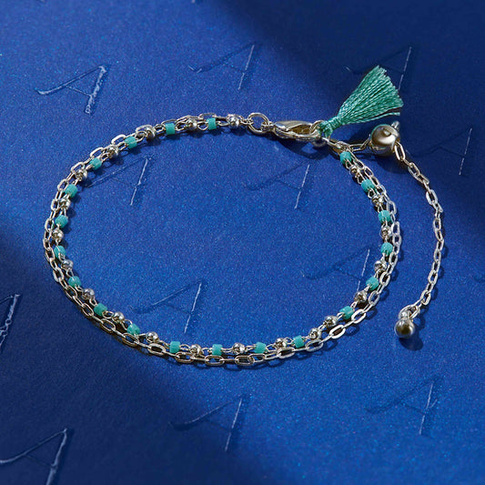 Sterling Silver-Plated Beaded Bracelet