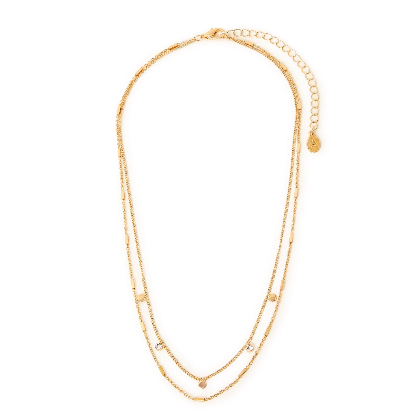 Gold Gem Disc Station Necklace