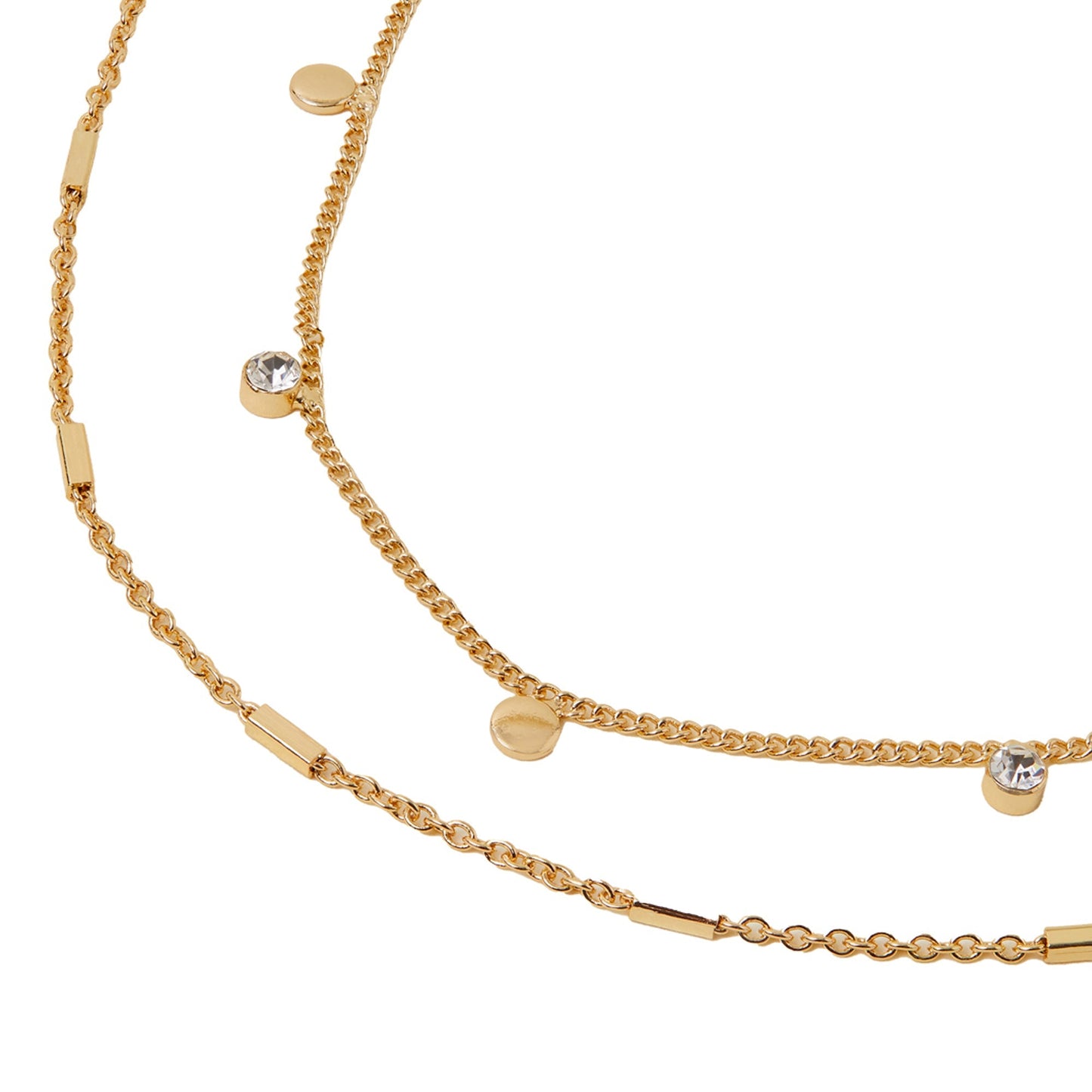 Gold Gem Disc Station Necklace