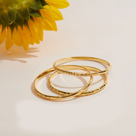 London Women's Gold Textured Bangles Set Of 3