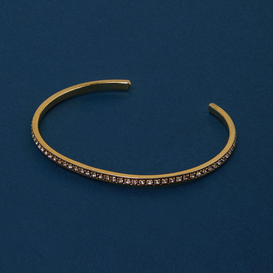 Real Gold Plated Cubic Zirconia Bangle Bracelet