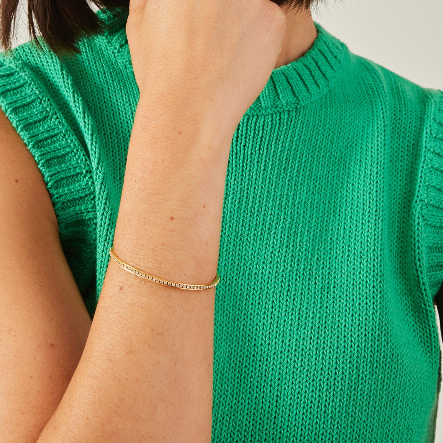 Real Gold Plated Cubic Zirconia Bangle Bracelet