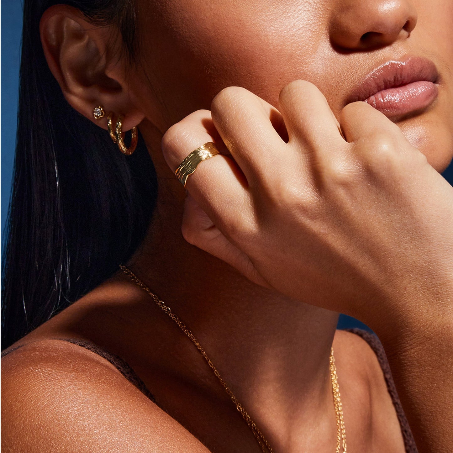 Real Gold Plated Adjustable Molten Ring