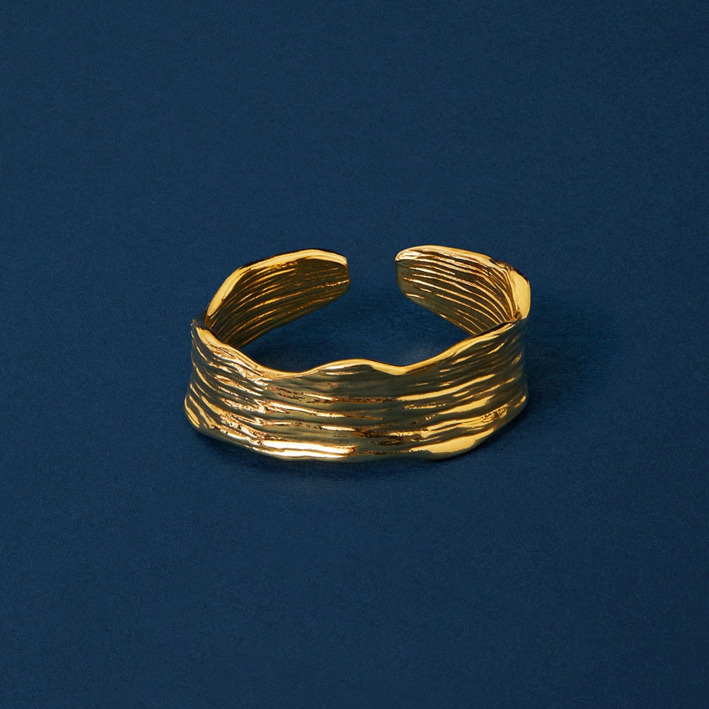 Real Gold Plated Adjustable Molten Ring