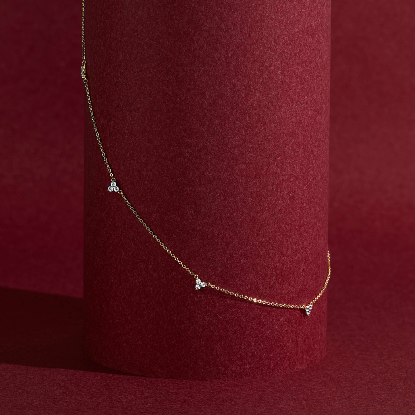 London Women 14K Real Gold Plated Cubic Zirconia Station Necklace