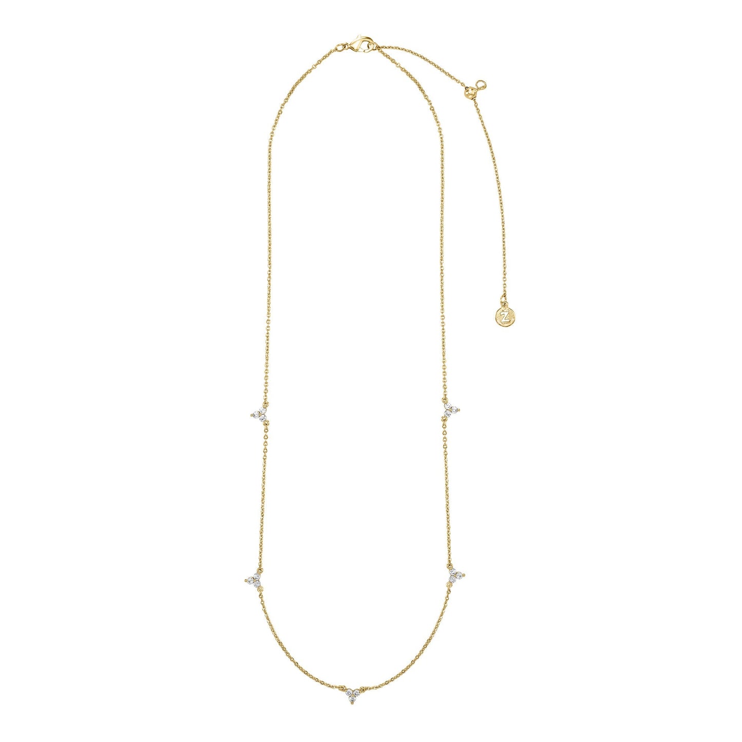 London Women 14K Real Gold Plated Cubic Zirconia Station Necklace