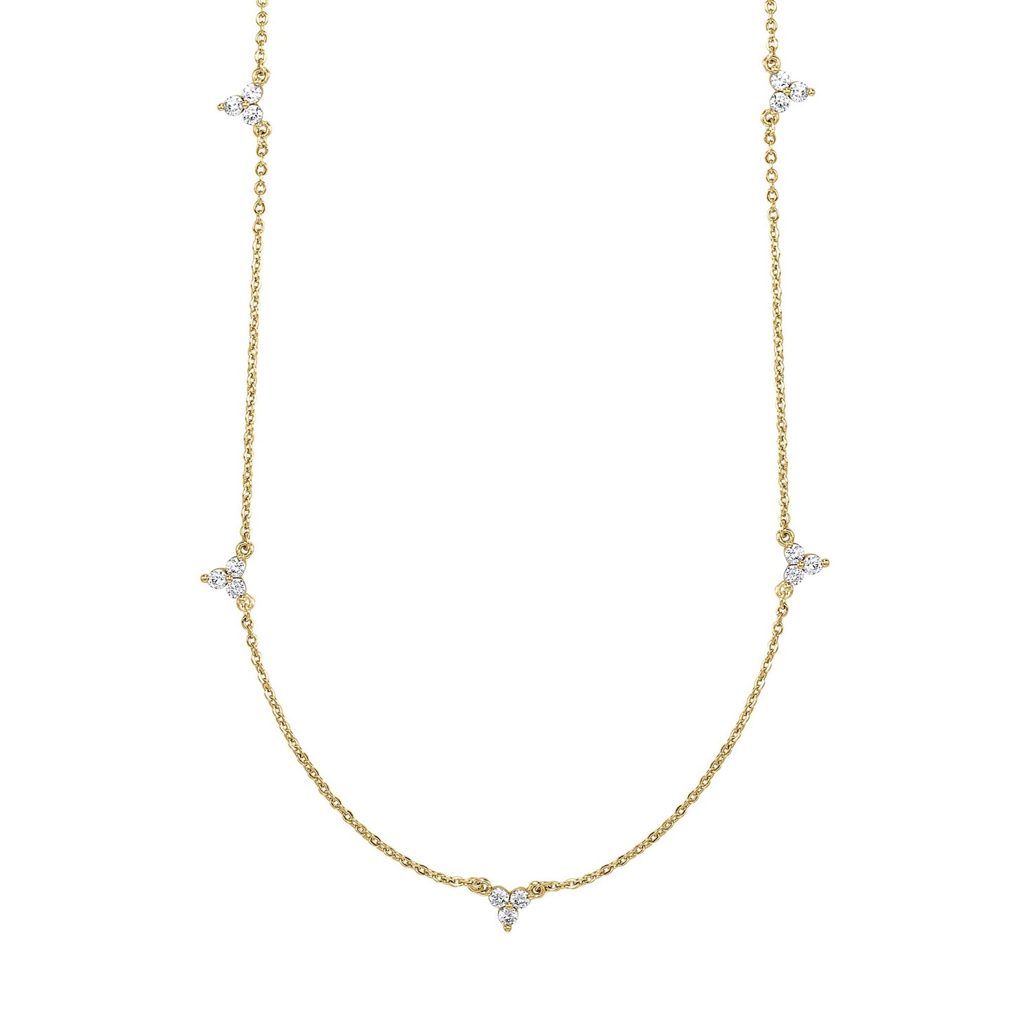 London Women 14K Real Gold Plated Cubic Zirconia Station Necklace