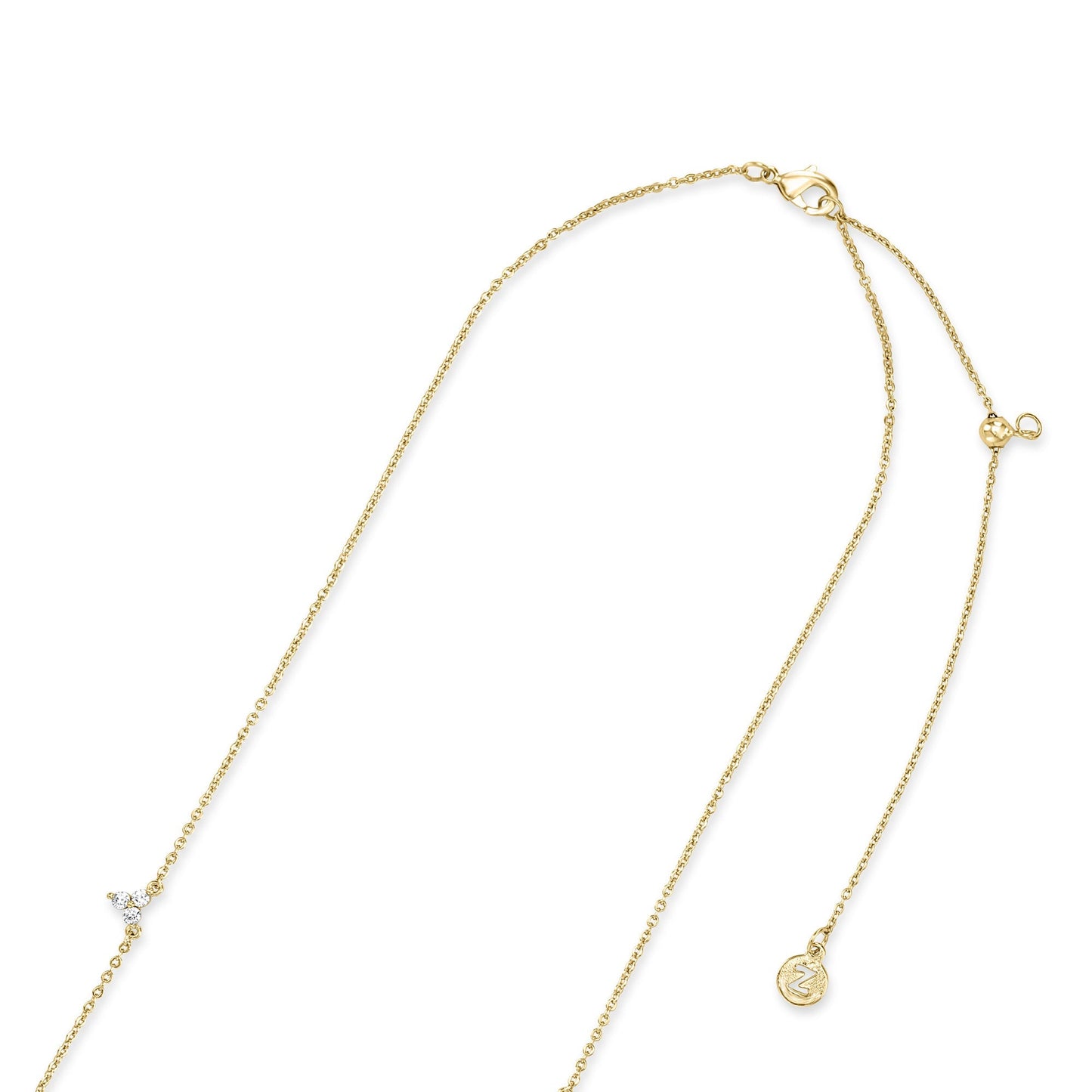 London Women 14K Real Gold Plated Cubic Zirconia Station Necklace