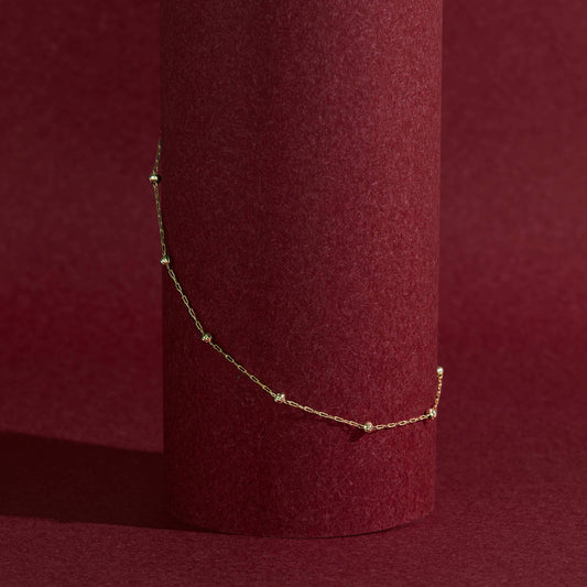 London Women 14K Real Gold Plated Ball Station Anklet
