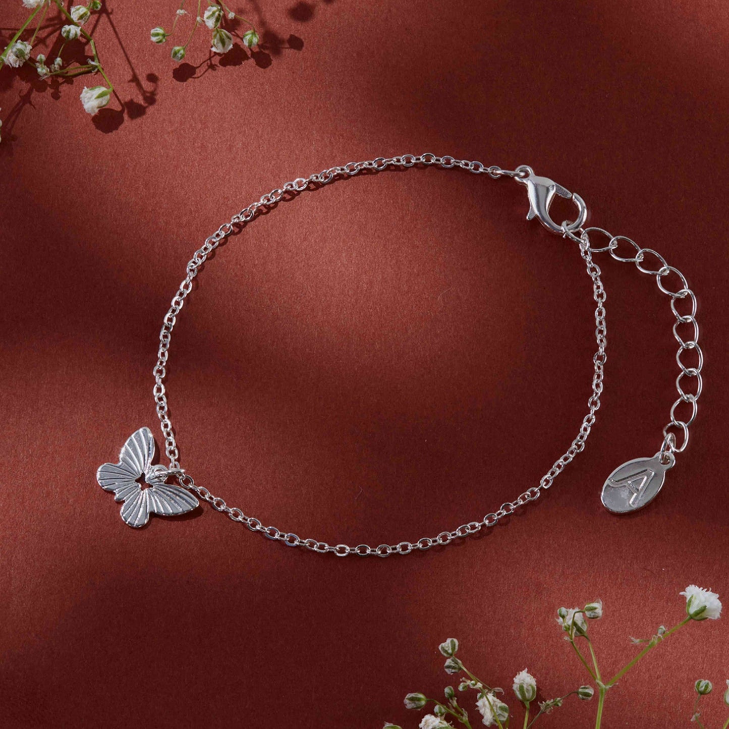 Silver Butterfly Charm Chain Bracelet
