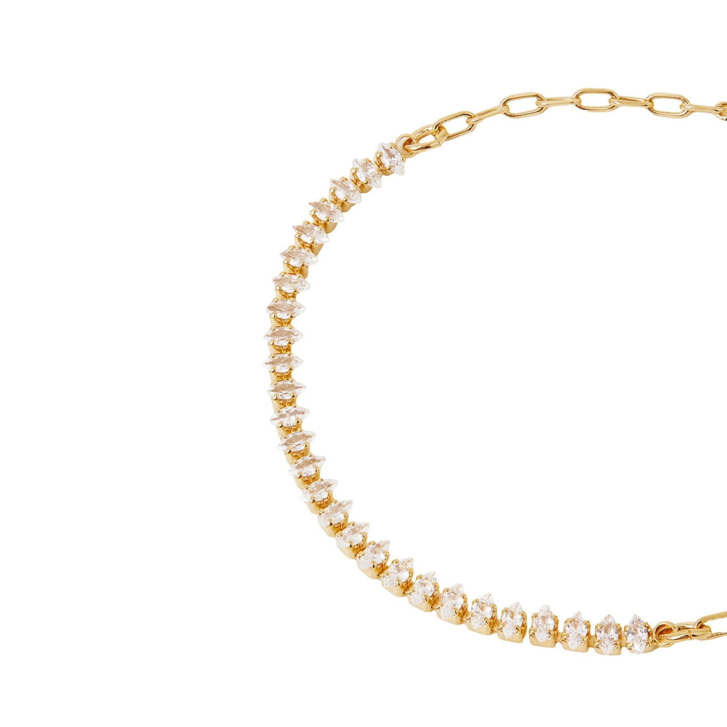 Real Gold Plated Cubic Zirconia Marquise Tennis Bracelet