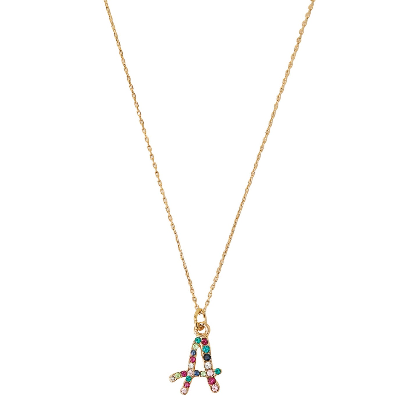 Multi Gemstone Initial (A) Pendant Necklace