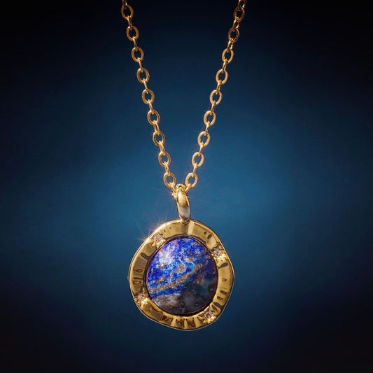 Real Gold Plated Lapis Lazuli Pendant Necklace