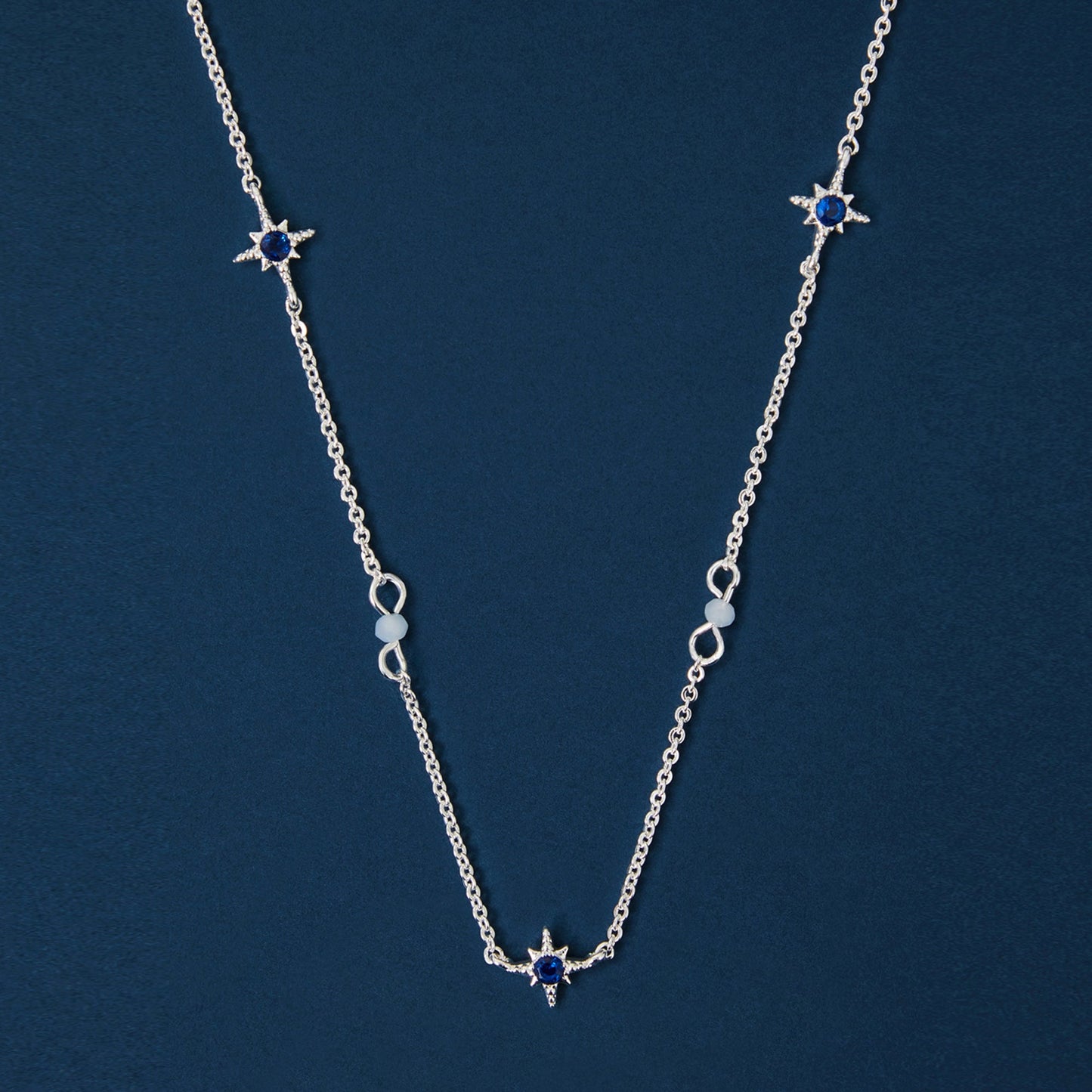 Sterling Silver-Plated Cubic Zirconia Star Station Necklace