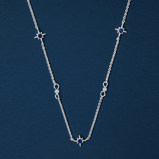 Sterling Silver-Plated Cubic Zirconia Star Station Necklace