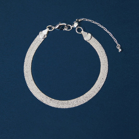 Sterling Silver-Plated Snake Chain Bracelet