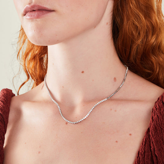 Platinum Plated Cubic Zirconia Waterproof Tennis Necklace