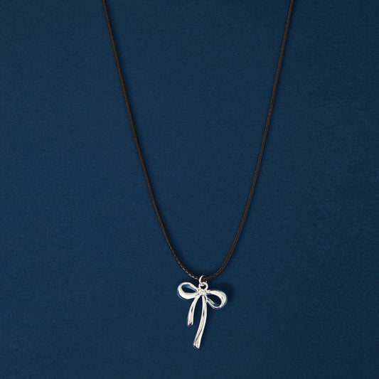 Sterling Silver-Plated Bow Pendant Necklace